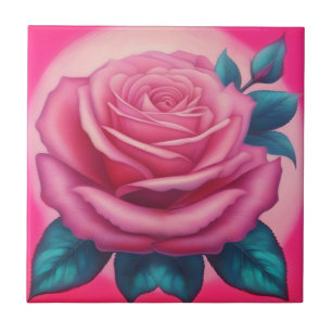 Färgning av en innersta rosa ros kakelplatta