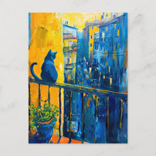 Färgning av en katt på Balcony Resande stad Vykort