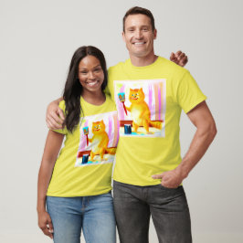 Färgning av en katt som håller en pensel. Köp nu T Shirt