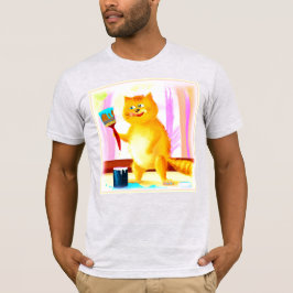 Färgning av en katt som håller en pensel. Köp nu T Shirt
