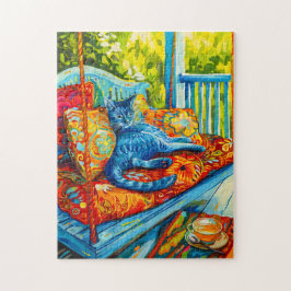 Färgning av en kattgrooming på swing pussel