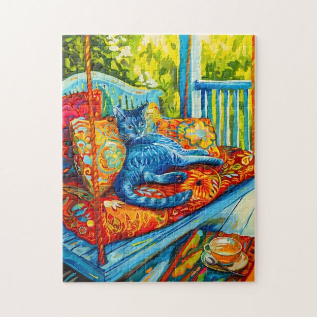 Färgning av en kattgrooming på swing pussel (Vertikal)