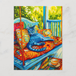 Färgning av en kattgrooming på swing vykort