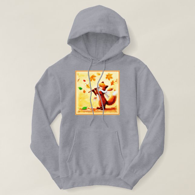 Färgning av en Lycklig singing Red Fox. Köp nu Hoodie (Design framsida)