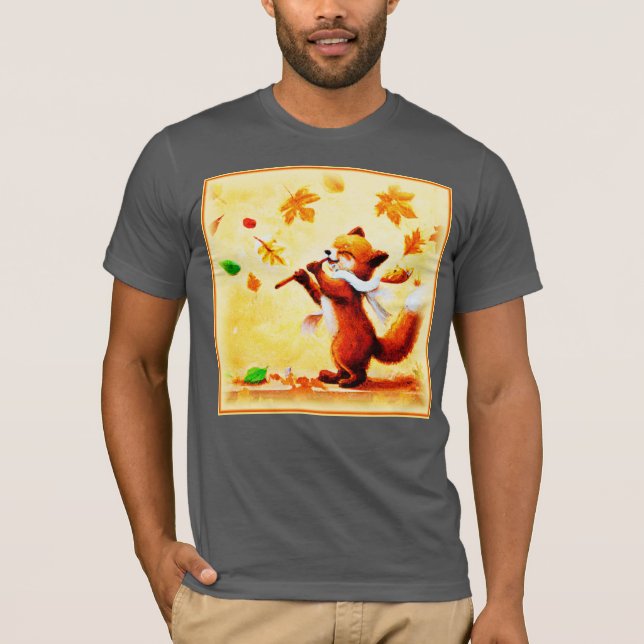 Färgning av en Lycklig singing Red Fox. Köp nu T Shirt (Framsida)
