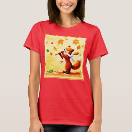 Färgning av en Lycklig singing Red Fox. Köp nu T Shirt