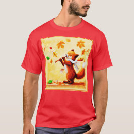 Färgning av en Lycklig singing Red Fox. Köp nu T Shirt