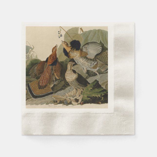 Färgning av en trio ruffad grouse pappersservett (Framsidan)