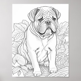 Färgning av engelska Bulldog-Vuxen Poster