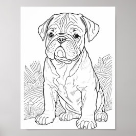 Färgning av engelska Bulldog-Vuxen Poster