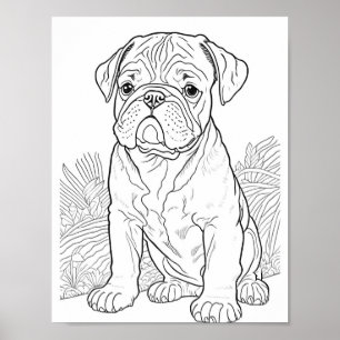 Färgning av engelska Bulldog-Vuxen Poster