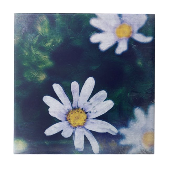 Färgning av Fantastisk Blue Gula blommor Kakelplatta (Framsidan)
