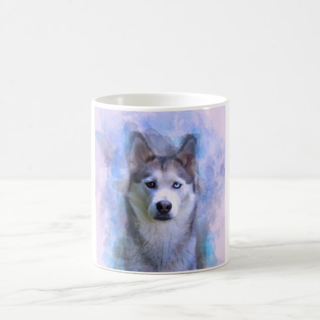Färgning av Färg i Siberian husky Hund Kaffemugg (Center)