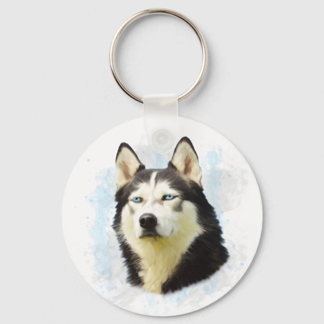 Färgning av Färg i Siberian husky Hund Nyckelring (Framsida)