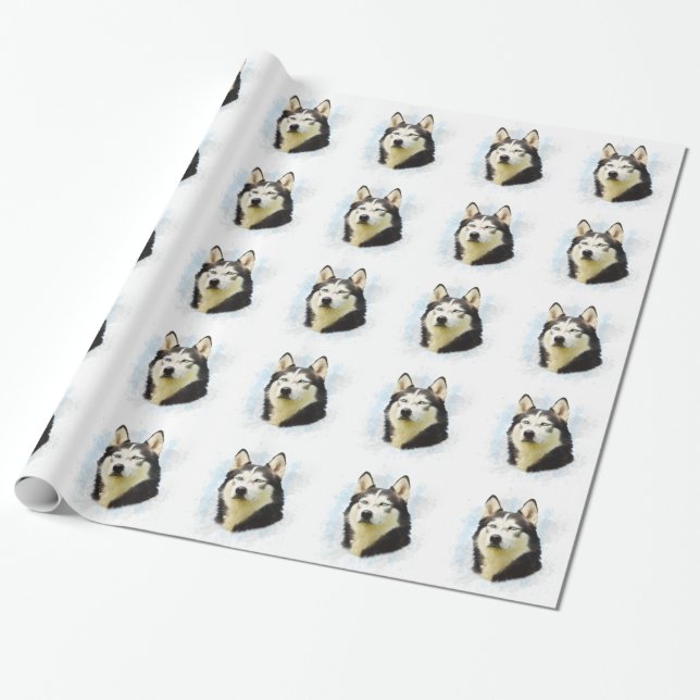 Färgning av Färg i Siberian husky Hund Presentpapper (Utrullad)