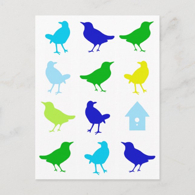 Färgning av Färgad Birds av Chariklia Zarris Vykort (Framsida)