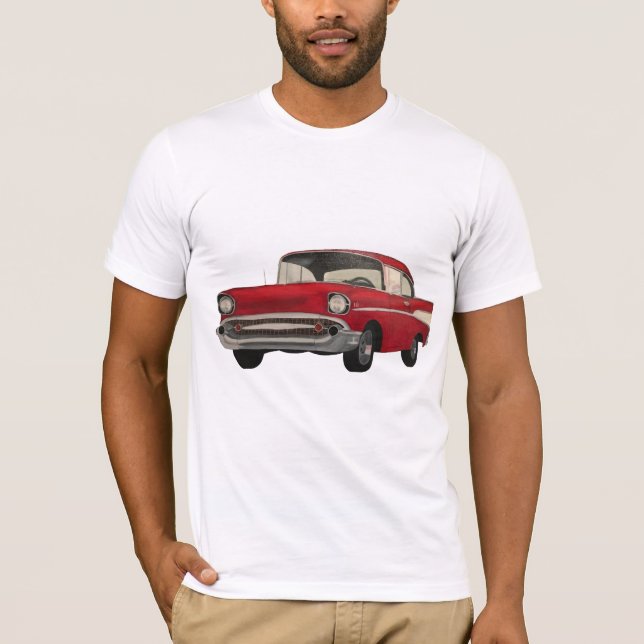 Färgning av gamla röda bilskjortor t shirt (Framsida)