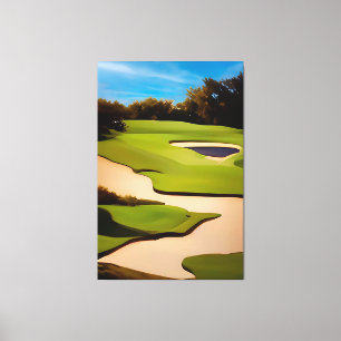 Färgning av Golf Course Golf Painting Golf Art Canvastryck