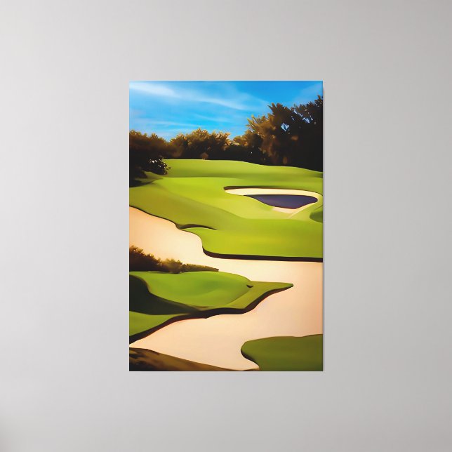 Färgning av Golf Course Golf Painting Golf Art Canvastryck (Framsida)