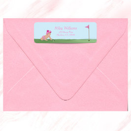 Färgning av Golf Flicka Sweet Caddy Baby Shower Returadress Etikett
