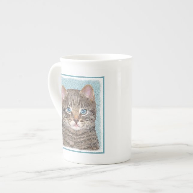 Färgning av grått Tabby katt - Cute Original Cat A Benporslin Mugg (Framsida vänster)