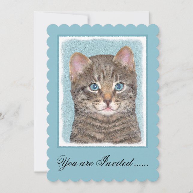 Färgning av grått Tabby katt - Cute Original Cat A Inbjudningar (Framsida)