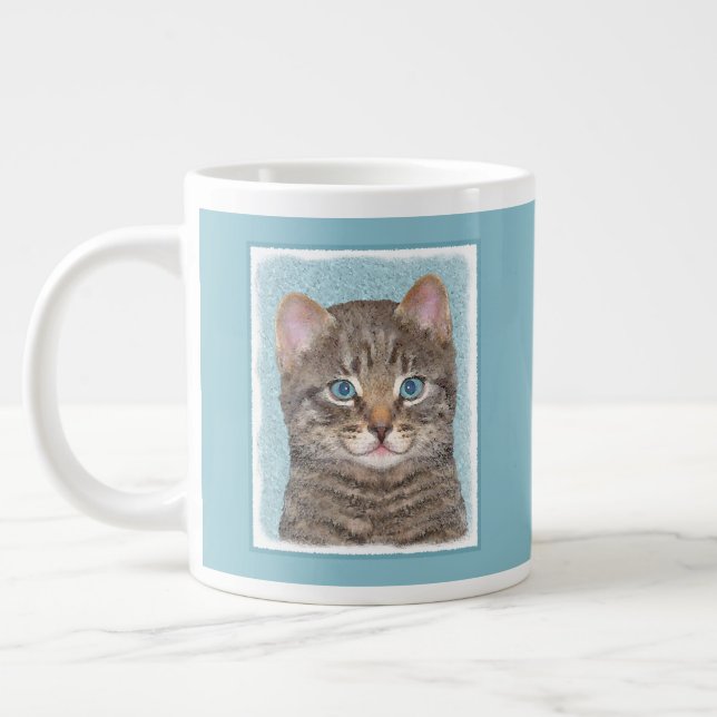 Färgning av grått Tabby katt - Cute Original Cat A Jumbo Mugg (Vänster)