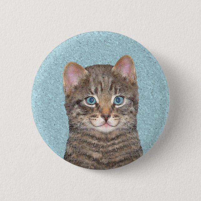 Färgning av grått Tabby katt - Cute Original Cat A Knapp (Framsida)