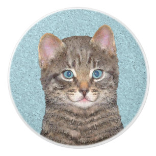 Färgning av grått Tabby katt - Cute Original Cat A Knopp