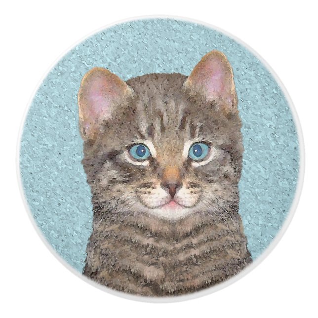 Färgning av grått Tabby katt - Cute Original Cat A Knopp (Framsidan)