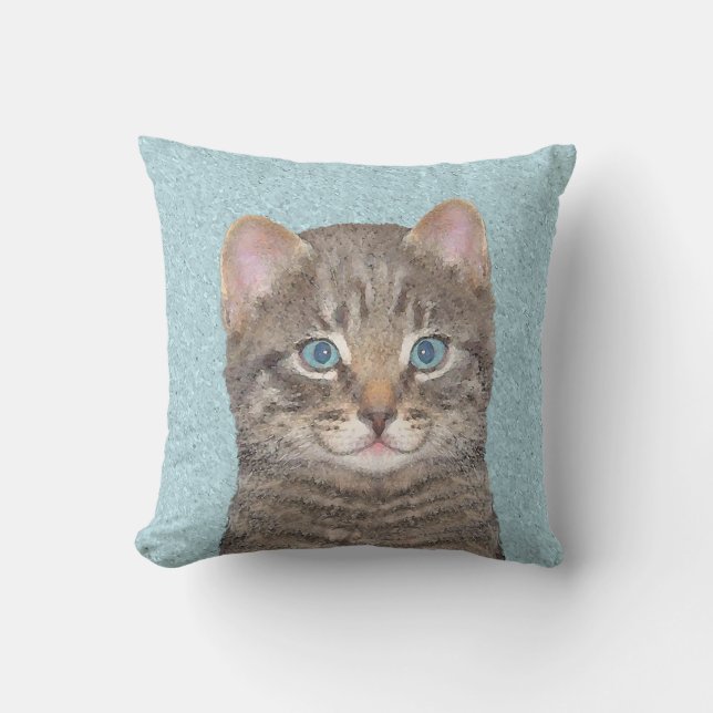 Färgning av grått Tabby katt - Cute Original Cat A Kudde (Framsida)