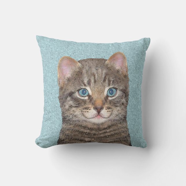 Färgning av grått Tabby katt - Cute Original Cat A Kudde (Framsida)