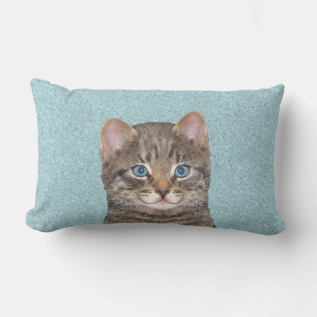 Färgning av grått Tabby katt - Cute Original Cat A Lumbarkudde (Framsida)