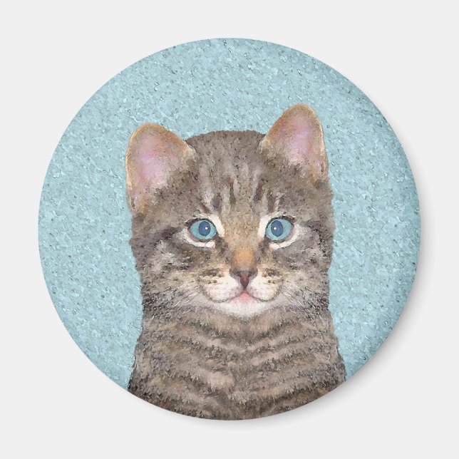 Färgning av grått Tabby katt - Cute Original Cat A Magnet (Framsidan)