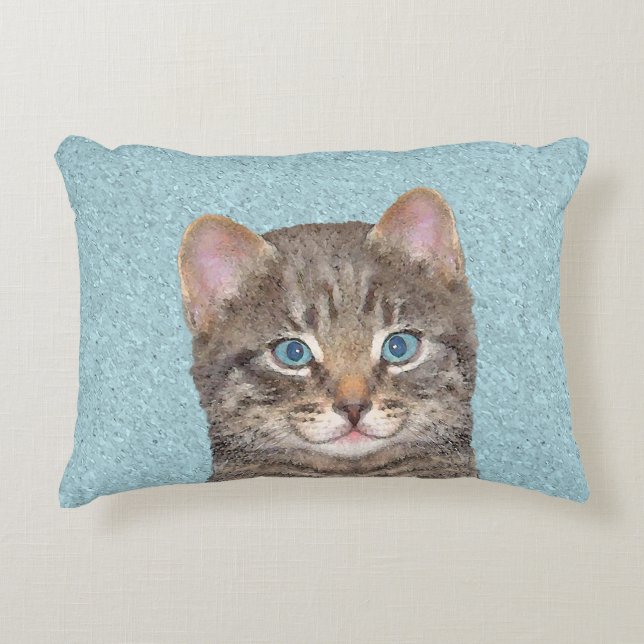 Färgning av grått Tabby katt - Cute Original Cat A Prydnadskudde (Framsidan)