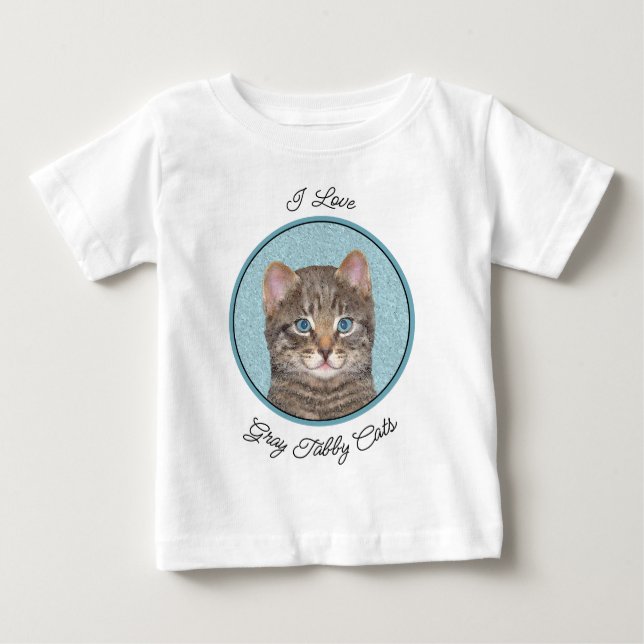 Färgning av grått Tabby katt - Cute Original Cat A T Shirt (Framsida)