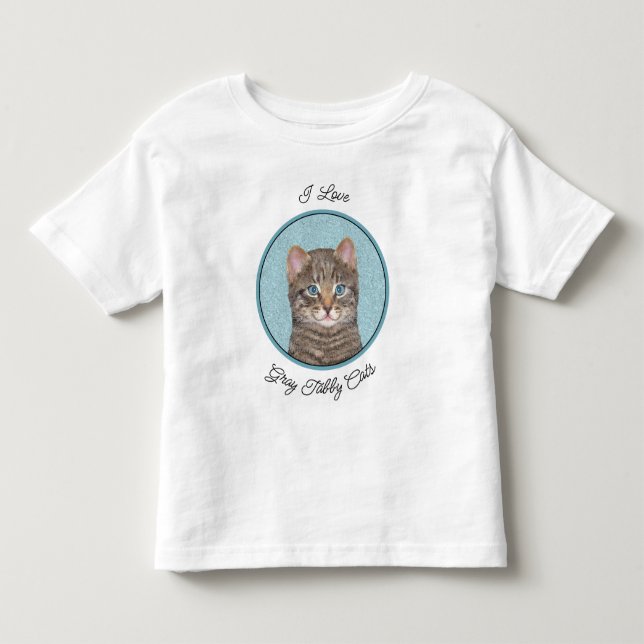 Färgning av grått Tabby katt - Cute Original Cat A T Shirt (Framsida)