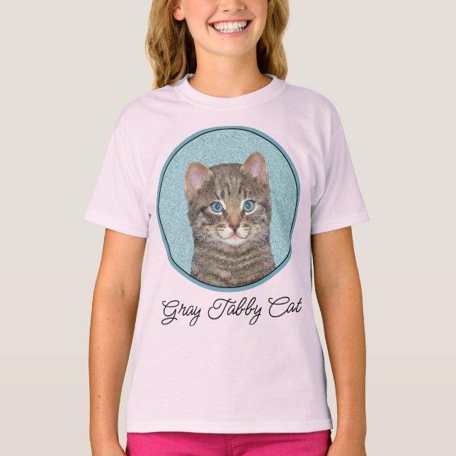 Färgning av grått Tabby katt - Cute Original Cat A T Shirt (Framsida)