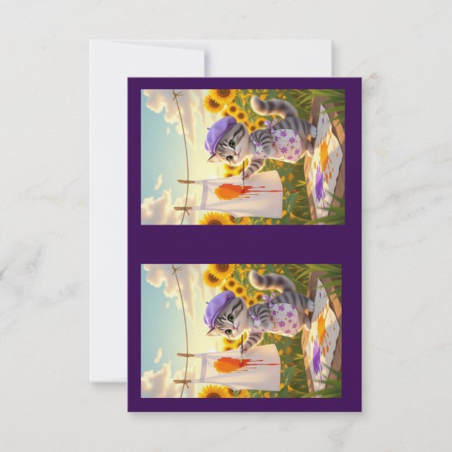 Färgning av grått Tabby katt Tack Kort (Framsida)