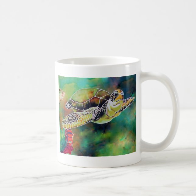 Färgning av Grönt Sea Turtle Silke Kaffemugg (Höger)