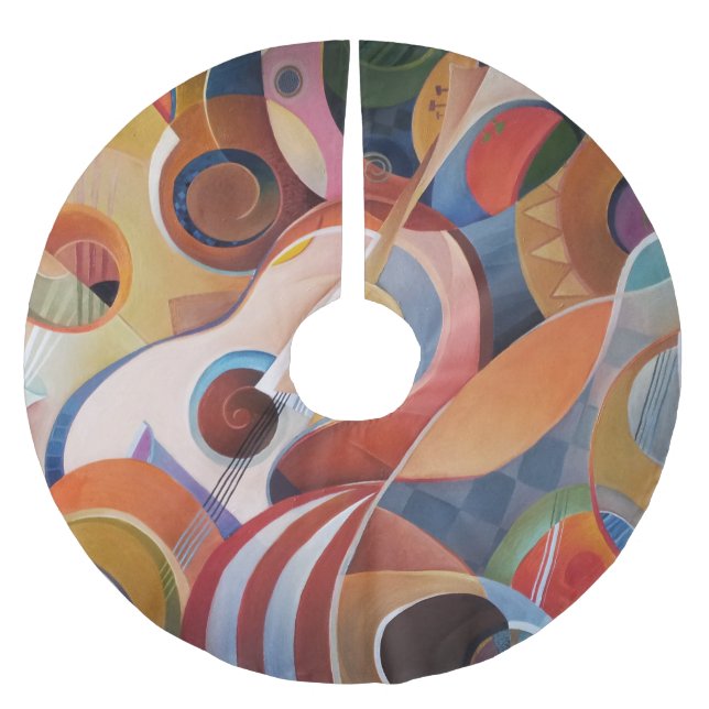 Färgning av handgjord musik-Abstrakt Julgransmatta Borstad Polyester (Framsidan)