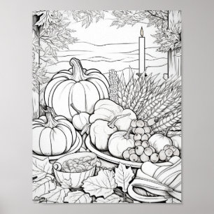 Färgning av happy thanksgiving Vuxen Poster