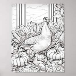 Färgning av happy thanksgiving Vuxen Poster