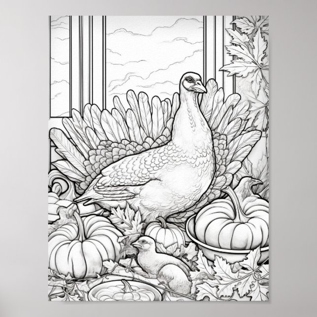 Färgning av happy thanksgiving Vuxen Poster (Framsidan)