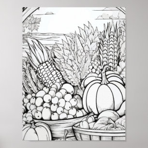 Färgning av happy thanksgiving Vuxen Poster