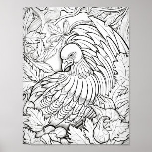 Färgning av happy thanksgiving Vuxen Poster