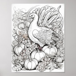 Färgning av happy thanksgiving Vuxen Poster