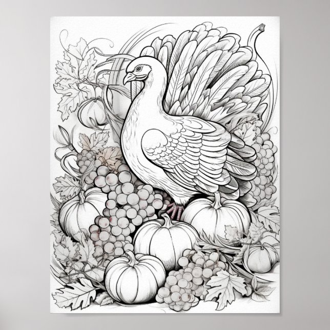 Färgning av happy thanksgiving Vuxen Poster (Framsidan)