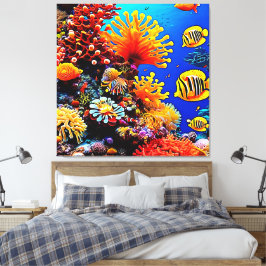 Färgning av havets undervattensliv canvastryck
