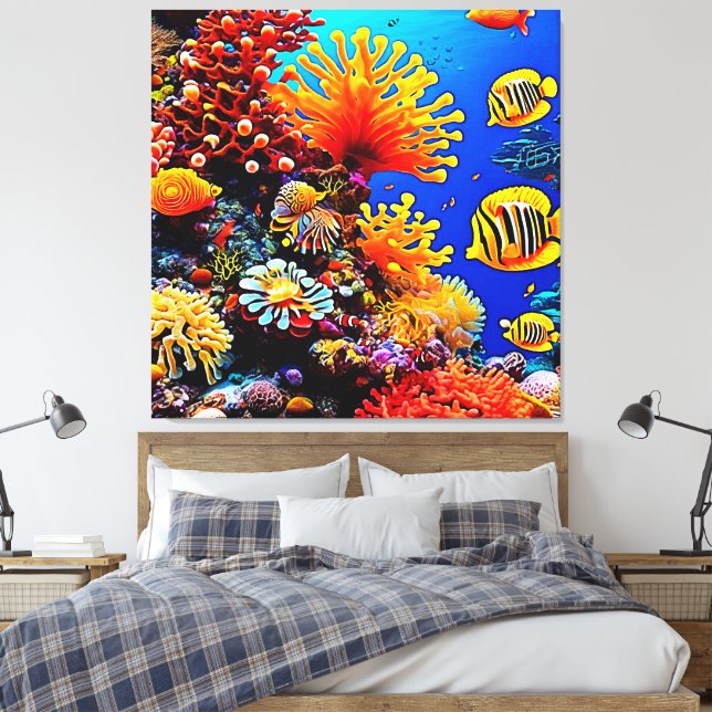 Färgning av havets undervattensliv canvastryck (Insitu (sovrum))